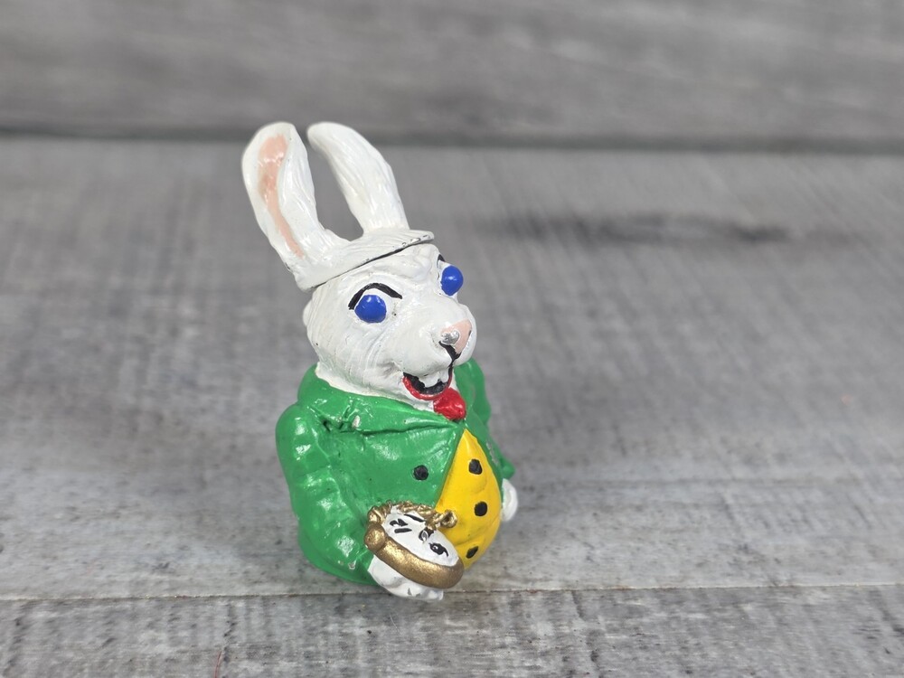 Vtg Spoontiques White Rabbit Alice in Wonderland Pewter Thimble England 25d